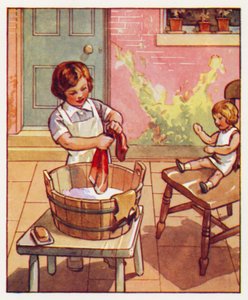 Příkazy: Vyprat šaty panenky (barevná litografie) od English School
