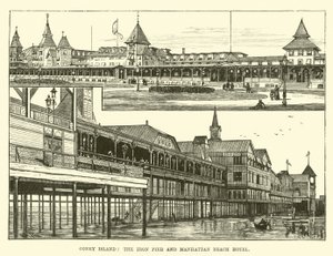 Coney Island, Iron Pier a Manhattan Beach Hotel od English School