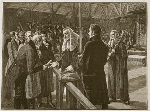 Konference mezi budovami parlamentu, 1835, ilustrace z Cassells Illustrated History of England (sépiová fotografie) od English School