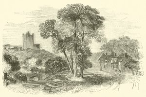 Hrad Conisbrough (nebo Conisbrough) (rytina) od English School