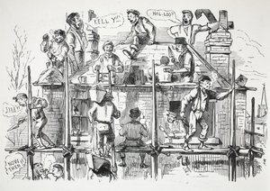 Stavební dělníci, ilustrace z Punch od English School