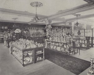 Roh v čínských showroomech, Harrods (litho) od English School