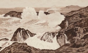 Cornwall: At Clodgey Point, St Ives (litho) od English School