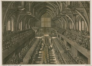 Korunovační hostina Jakuba II., 1685, ve Westminster Hall, Londýn od English School