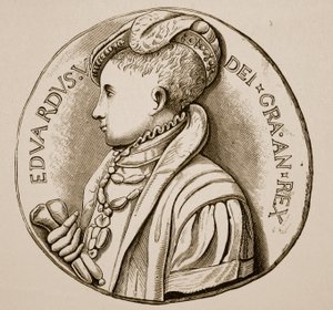 Korunovační medaile Edwarda VI. (sépiová fotografie) od English School
