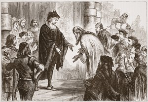 Cosmo I přijímá své přátele a klienty, ilustrace z Historie protestantismu od Jamese Aitkena Wylie (1808-1890), hospoda. 1878 od English School
