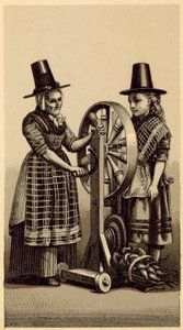 Kostýmy Walesu: Spinning Genny (litho) od English School