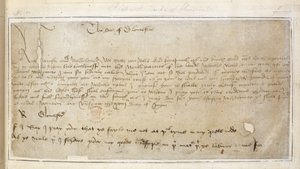 Cotton Vespasian MS F III f.19 Richardův první dochovaný dopis Siru Johnu Sayovi od English School