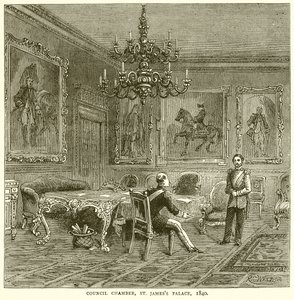 Radní sál, Palác svatého Jakuba, 1840 od English School