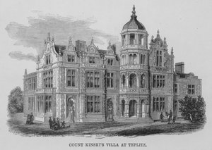 Vila hraběte Kinského v Teplicích (rytina) od English School