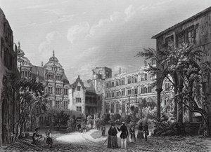 Heidelberský dvorní dvůr (rytina) od English School