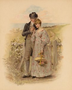 Pár na procházce v přírodě (chromolit) od English School