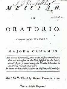 Obálka notového záznamu k Händelovu Mesiášovi, vydaná v roce 1742 od English School