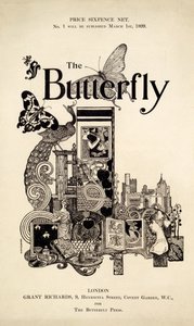 Obálka časopisu The Butterfly Magazine, publikovaná 1. března 1899 (litotisk a knihtisk) od English School