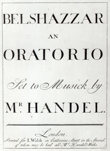Obálka partitury pro Belshazzar od Händela, publikovaná v roce 1745 od English School