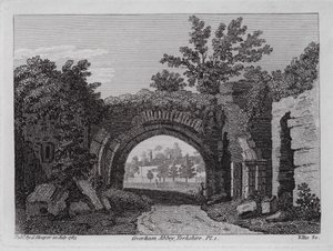 Coverham Abbey, Yorkshire (rytina) od English School