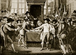 Cromwell rozpouští Dlouhý parlament, 1653, ilustrace z knihy Hutchinsons Story of the British Nation, cca 1923. od English School