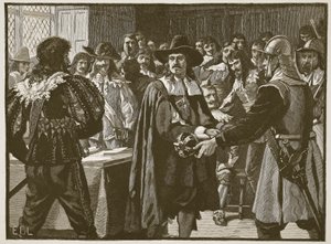 Cromwell rozpouští Dlouhý parlament, ilustrace z Cassells Illustrated History of England (sépiová fotografie) od English School