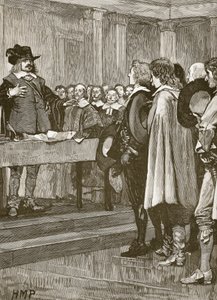 Cromwell odmítá korunu, ilustrace z Cassells Illustrated History of England (sépiová fotografie) od English School