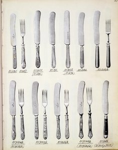 Návrhy příborů, z obchodního katalogu domácího zboží a příslušenství, cca 1890-1910 od English School