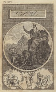 Cybele, starověká anatolská, řecká a římská bohyně Země (rytina) od English School