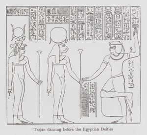Tanec: Trajan tančí před egyptskými božstvy (litho) od English School
