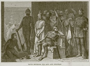 David truchlí pro Saula a Jonathana, ilustrace z The Childs Bible, c.1880 od English School