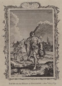 David s hlavou Goliáše (rytina) od English School