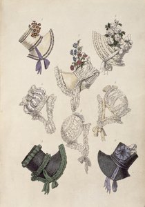Denní čepice, módní talíř z Ackermanns Repository of Arts od English School