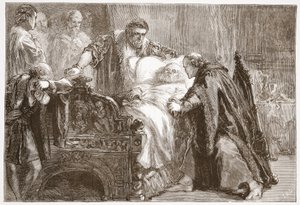 Smrt Frederika Moudrého, saského kurfiřta, ilustrace z Dějin protestantismu od Jamese Aitkena Wylie (1808-1890), pub. 1878 od English School