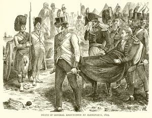 Smrt generála Abercrombieho v Alexandrii, 1801 od English School