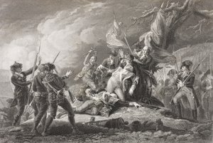 Smrt generála Montgomeryho v bitvě u Quebecu, 1775, z „Galerie historických portrétů“, publikované kolem roku 1880 od English School