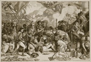 Nelsonova smrt, ilustrace z Cassells Illustrated History of England (sépiová fotografie) od English School