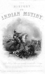 Smrt sira Henryho Montgomeryho Lawrence z knihy The History of the Indian Mutiny (Historie indické vzpoury), vydané v roce 1858. od English School