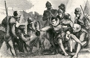 Smrt sira Philipa Sidneyho v bitvě u Zutphenu, 1865 od English School