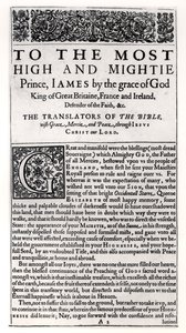 Věnování v Bibli svaté, kterou vydal Robert Barker, 1611. od English School