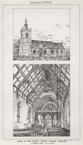 Design for New Church, Burton Leonard, Yorkshire (rytina) od English School