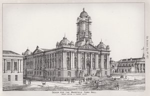 Design pro Wakefield Town Hall (rytina) od English School