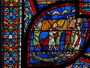 Detail z Miracle Window zobrazující příběh Jordana Fitzeisulfse od English School