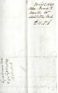 Devonshire MSS AS 3101, folio ze svazku směnek vypořádaných Pinderem Simpsonem pro lorda George Cavendishe, včetně směnky Alexandra Bowieho od English School