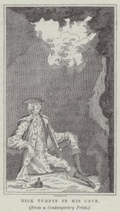 Dick Turpin ve své jeskyni (rytina) od English School