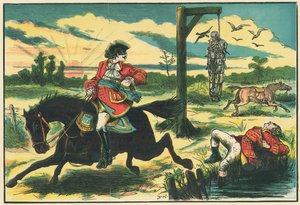 Dick Turpin zastřelí Poolyho, zloděje, na Hounslow Heath od English School