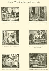 Dick Whittington a jeho kočka (dřevořez) od English School