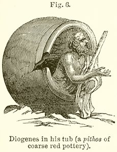 Diogenes ve své vaně (Pithos z hrubé červené keramiky) od English School