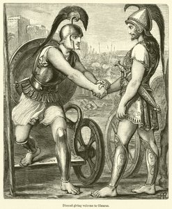 Diomed vítá Glaucus (rytina) od English School