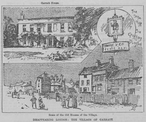 Mizející Londýn: vesnice Garratt (rytina) od English School