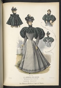 Doris velvet, Na halenky, živůtky, pláštěnky a sukně,  Plate 2250, Doris samet na halenky, živůtky, peleríny a sukně,  Švadlena a Milliner,  1895 od English School