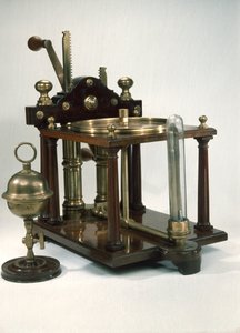 Dvouhlavňová vzduchová pumpa s magdeburskými polokoulemi, cca 1800 od English School