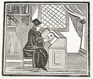 Dr. John Faustus, ilustrace z Chap-books of the Eighteenth Century od Johna Ashtona, pub. 1882 od English School
