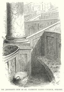 Kostel Dr. Johnsona v kostele St Clement Danes, Strand (rytina) od English School